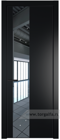 Дверь со стеклом ProfilDoors 19PA Зеркало с профилем Черный матовый RAL9005 (Блэк)