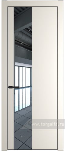 Дверь со стеклом ProfilDoors 19PA Зеркало с профилем Черный матовый RAL9005 (Перламутр белый)