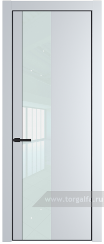 Дверь со стеклом ProfilDoors 19PA Lacobel Белый лак с профилем Черный матовый RAL9005 (Вайт (RAL 110 96 02))