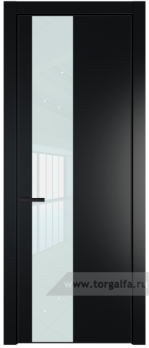 Дверь со стеклом ProfilDoors 19PA Lacobel Белый лак с профилем Черный матовый RAL9005 (Блэк)