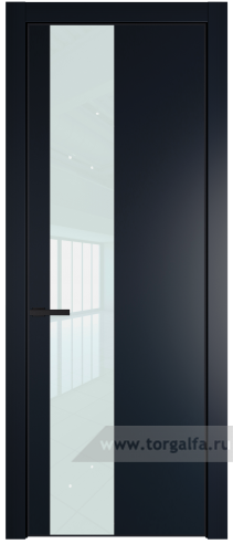 Дверь со стеклом ProfilDoors 19PA Lacobel Белый лак с профилем Черный матовый RAL9005 (Нэви Блу (RAL 7016))
