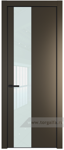 Дверь со стеклом ProfilDoors 19PA Lacobel Белый лак с профилем Черный матовый RAL9005 (Перламутр бронза)