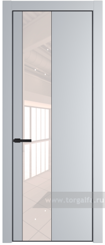 Дверь со стеклом ProfilDoors 19PA Lacobel Перламутровый лак с профилем Черный матовый RAL9005 (Лайт Грей (RAL 870-01))