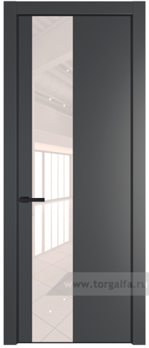 Дверь со стеклом ProfilDoors 19PA Lacobel Перламутровый лак с профилем Черный матовый RAL9005 (Графит (Pantone 425С))