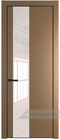 Дверь со стеклом ProfilDoors 19PA Lacobel Перламутровый лак с профилем Черный матовый RAL9005 (Перламутр золото)