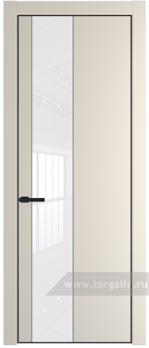 Дверь со стеклом ProfilDoors 19PA Лак классик с профилем Черный матовый RAL9005 (Кремовая Магнолия (RAL 120-04))