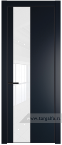 Дверь со стеклом ProfilDoors 19PA Лак классик с профилем Черный матовый RAL9005 (Нэви Блу (RAL 7016))