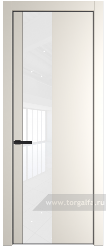 Дверь со стеклом ProfilDoors 19PA Лак классик с профилем Черный матовый RAL9005 (Перламутр белый)