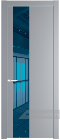 Дверь со стеклом ProfilDoors 19PA Зеркало Blue с профилем Черный матовый RAL9005 (Смоки (RAL 870-02))