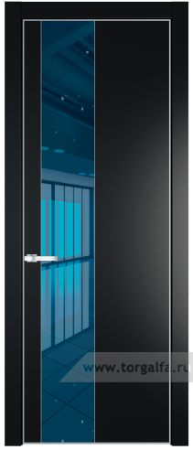 Дверь со стеклом ProfilDoors 19PA Зеркало Blue с профилем Черный матовый RAL9005 (Блэк)