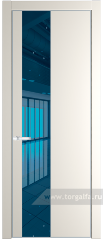Дверь со стеклом ProfilDoors 19PA Зеркало Blue с профилем Черный матовый RAL9005 (Перламутр белый)