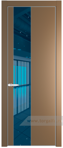 Дверь со стеклом ProfilDoors 19PA Зеркало Blue с профилем Черный матовый RAL9005 (Перламутр золото)