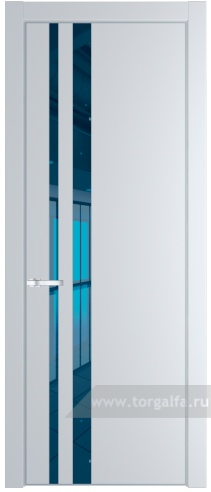 Дверь со стеклом ProfilDoors 20PA Зеркало Blue с профилем Серебро (Вайт (RAL 110 96 02))