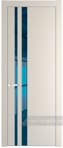 Дверь со стеклом ProfilDoors 20PA Зеркало Blue с профилем Серебро (Кремовая Магнолия (RAL 120-04))