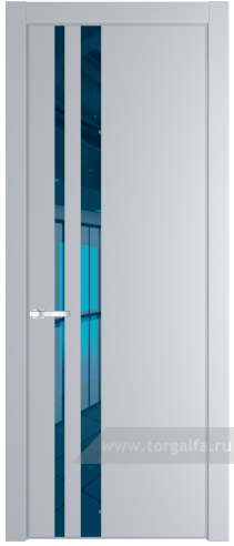 Дверь со стеклом ProfilDoors 20PA Зеркало Blue с профилем Серебро (Лайт Грей (RAL 870-01))