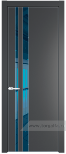 Дверь со стеклом ProfilDoors 20PA Зеркало Blue с профилем Серебро (Графит (Pantone 425С))