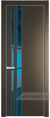 Дверь со стеклом ProfilDoors 20PA Зеркало Blue с профилем Серебро (Перламутр бронза)