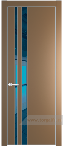 Дверь со стеклом ProfilDoors 20PA Зеркало Blue с профилем Серебро (Перламутр золото)