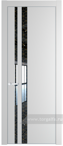 Дверь со стеклом ProfilDoors 20PA Лоран узор золото с профилем Серебро (Крем Вайт (RAL 120-02))