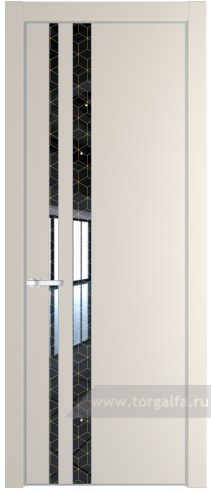 Дверь со стеклом ProfilDoors 20PA Лоран узор золото с профилем Серебро (Кремовая Магнолия (RAL 120-04))