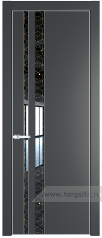 Дверь со стеклом ProfilDoors 20PA Лоран узор золото с профилем Серебро (Графит (Pantone 425С))