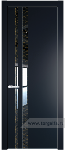 Дверь со стеклом ProfilDoors 20PA Лоран узор золото с профилем Серебро (Нэви Блу (RAL 7016))