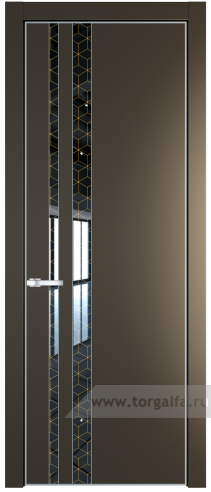 Дверь со стеклом ProfilDoors 20PA Лоран узор золото с профилем Серебро (Перламутр бронза)