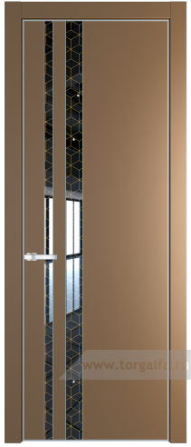 Дверь со стеклом ProfilDoors 20PA Лоран узор золото с профилем Серебро (Перламутр золото)