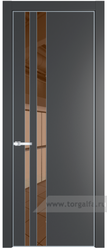 Дверь со стеклом ProfilDoors 20PA Зеркало Bronza с профилем Серебро (Графит (Pantone 425С))