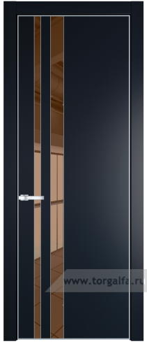 Дверь со стеклом ProfilDoors 20PA Зеркало Bronza с профилем Серебро (Нэви Блу (RAL 7016))