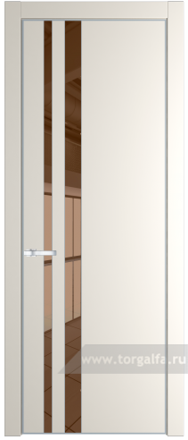 Дверь со стеклом ProfilDoors 20PA Зеркало Bronza с профилем Серебро (Перламутр белый)