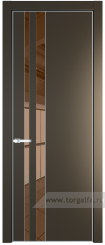 Дверь со стеклом ProfilDoors 20PA Зеркало Bronza с профилем Серебро (Перламутр бронза)