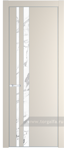 Дверь со стеклом ProfilDoors 20PA Нефи белый узор серебро с профилем Серебро (Кремовая Магнолия (RAL 120-04))
