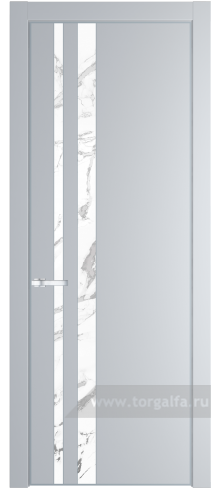 Дверь со стеклом ProfilDoors 20PA Нефи белый узор серебро с профилем Серебро (Лайт Грей (RAL 870-01))