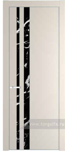 Дверь со стеклом ProfilDoors 20PA Нефи черный узор серебро с профилем Серебро (Кремовая Магнолия (RAL 120-04))