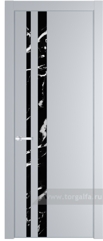Дверь со стеклом ProfilDoors 20PA Нефи черный узор серебро с профилем Серебро (Лайт Грей (RAL 870-01))