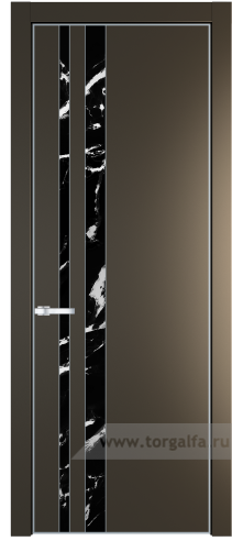 Дверь со стеклом ProfilDoors 20PA Нефи черный узор серебро с профилем Серебро (Перламутр бронза)