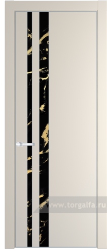 Дверь со стеклом ProfilDoors 20PA Нефи черный узор золото с профилем Серебро (Кремовая Магнолия (RAL 120-04))