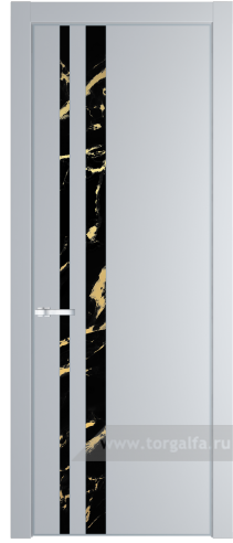 Дверь со стеклом ProfilDoors 20PA Нефи черный узор золото с профилем Серебро (Лайт Грей (RAL 870-01))