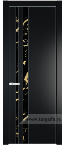 Дверь со стеклом ProfilDoors 20PA Нефи черный узор золото с профилем Серебро (Блэк)