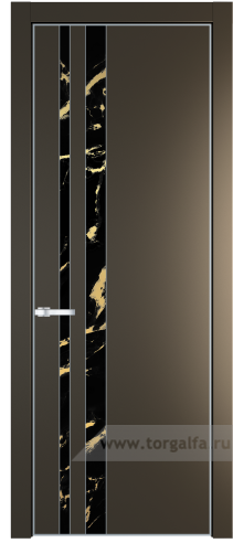 Дверь со стеклом ProfilDoors 20PA Нефи черный узор золото с профилем Серебро (Перламутр бронза)