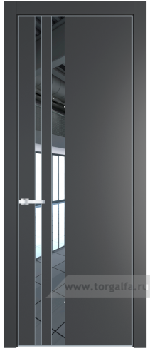 Дверь со стеклом ProfilDoors 20PA Зеркало с профилем Серебро (Графит (Pantone 425С))