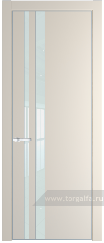 Дверь со стеклом ProfilDoors 20PA Lacobel Белый лак с профилем Серебро (Кремовая Магнолия (RAL 120-04))