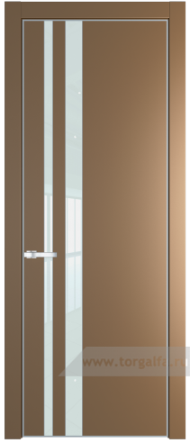 Дверь со стеклом ProfilDoors 20PA Lacobel Белый лак с профилем Серебро (Перламутр золото)