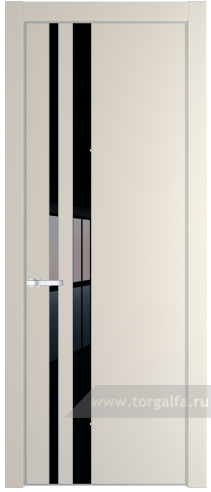 Дверь со стеклом ProfilDoors 20PA Lacobel Черный лак с профилем Серебро (Кремовая Магнолия (RAL 120-04))