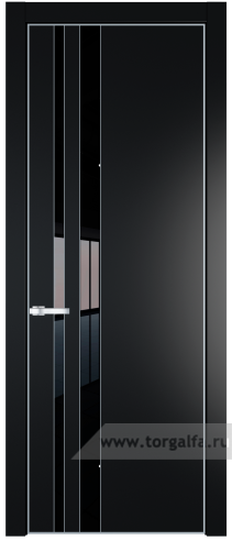 Дверь со стеклом ProfilDoors 20PA Lacobel Черный лак с профилем Серебро (Блэк)