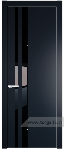 Дверь со стеклом ProfilDoors 20PA Lacobel Черный лак с профилем Серебро (Нэви Блу (RAL 7016))