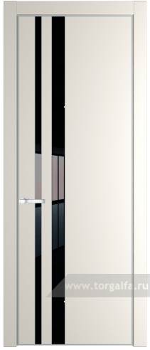 Дверь со стеклом ProfilDoors 20PA Lacobel Черный лак с профилем Серебро (Перламутр белый)