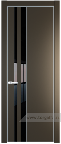 Дверь со стеклом ProfilDoors 20PA Lacobel Черный лак с профилем Серебро (Перламутр бронза)