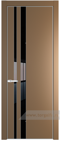 Дверь со стеклом ProfilDoors 20PA Lacobel Черный лак с профилем Серебро (Перламутр золото)